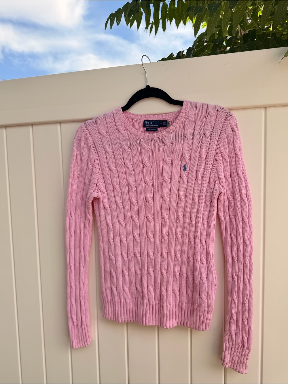 UPDATED PICS: Ralph Lauren Light Pink Cable-Knit Crewneck Sweater with Polo Logo - Picture 5 of 15